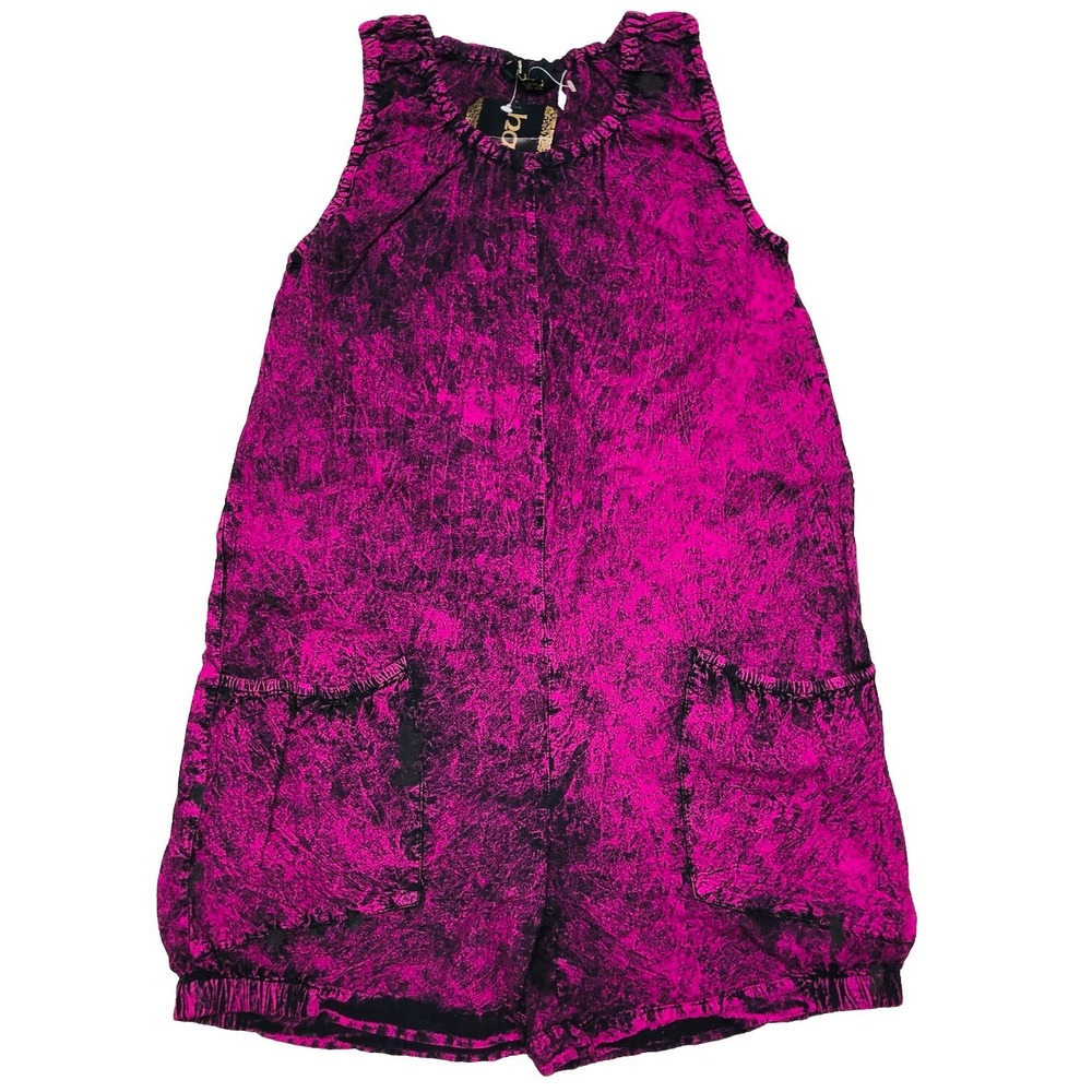 Vintage 70s Happy Legs Romper Women's L Pink Black Acid Wash Hippie Boho NOS NEW